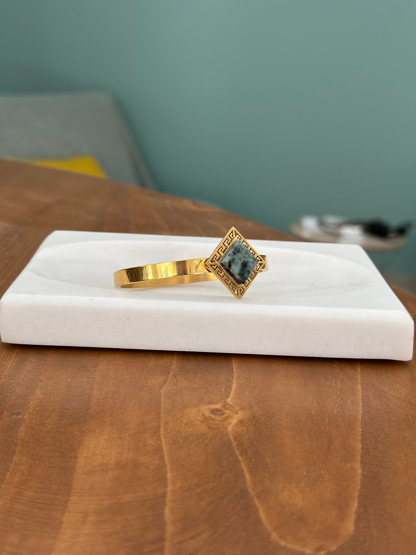 Βραχιόλι Μαίανδρος με πράσινο μάρμαρο Τήνου