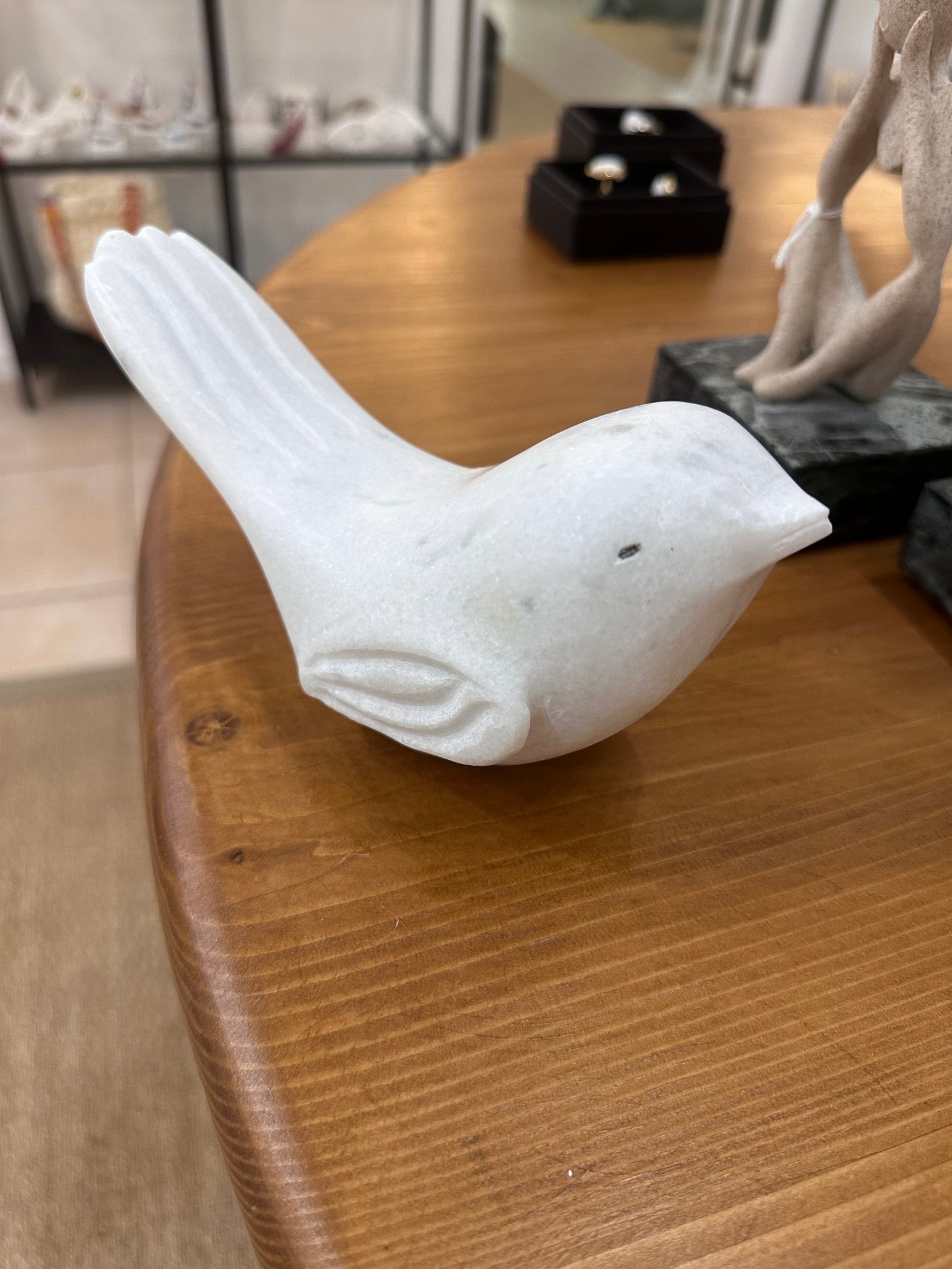 Bird statue made of white marble