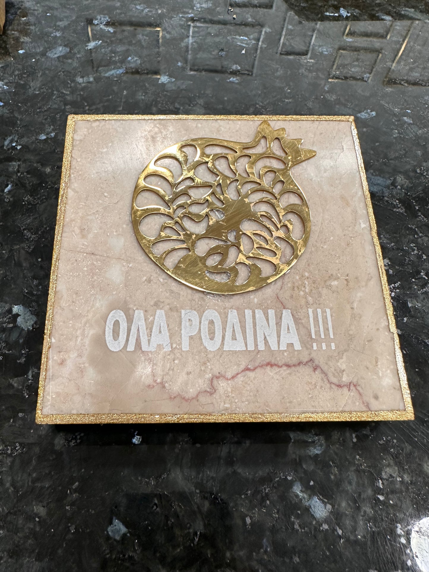 All pink on beige marble