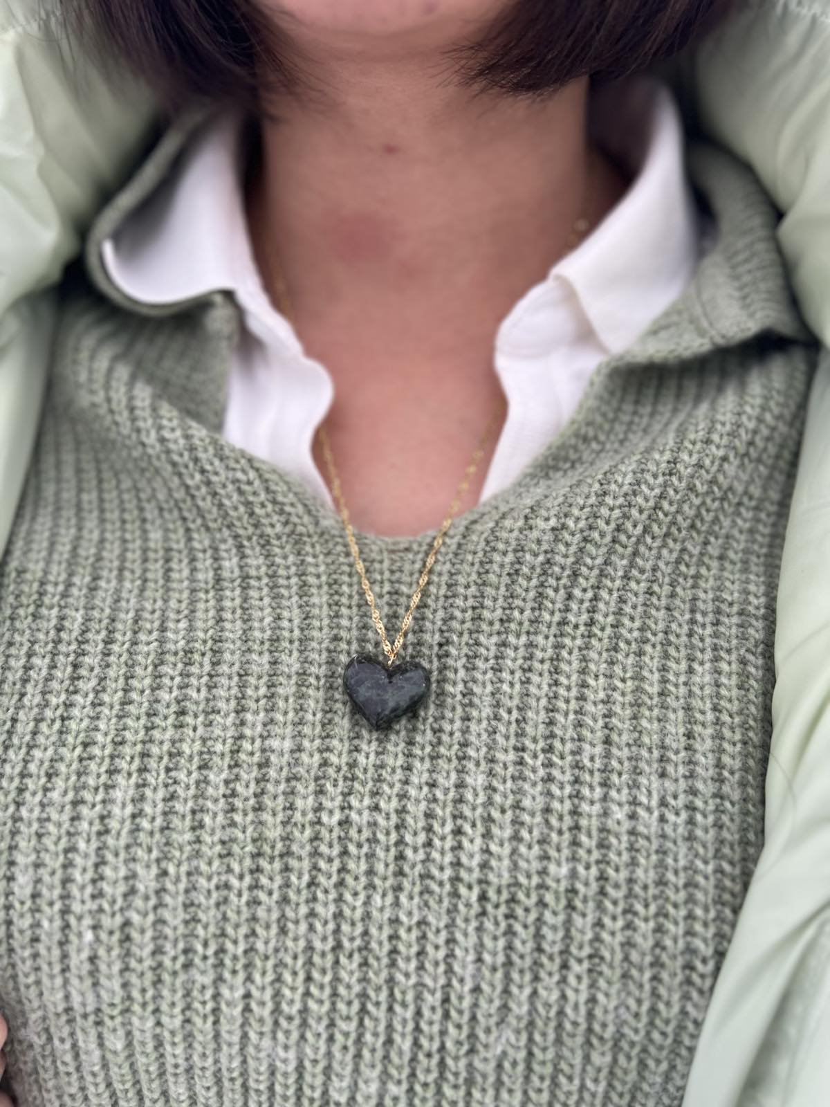 Heart made of green marble from Tinos