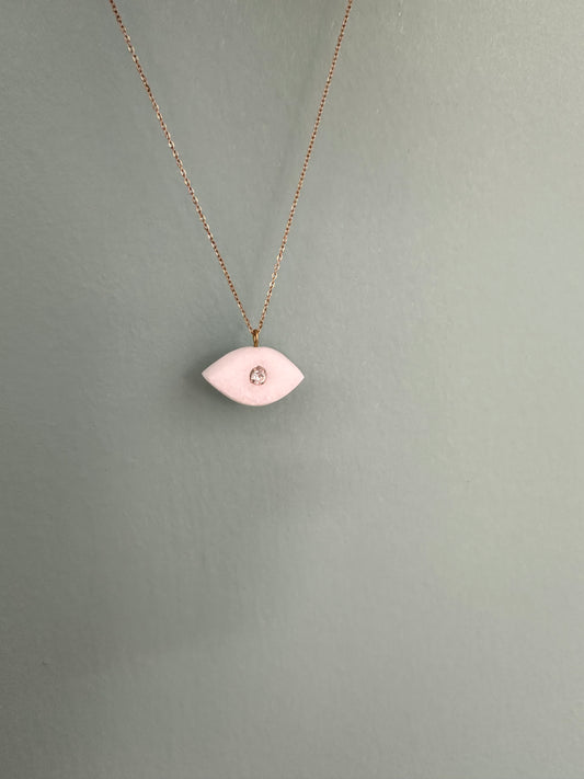 White marble eye shape with zircons