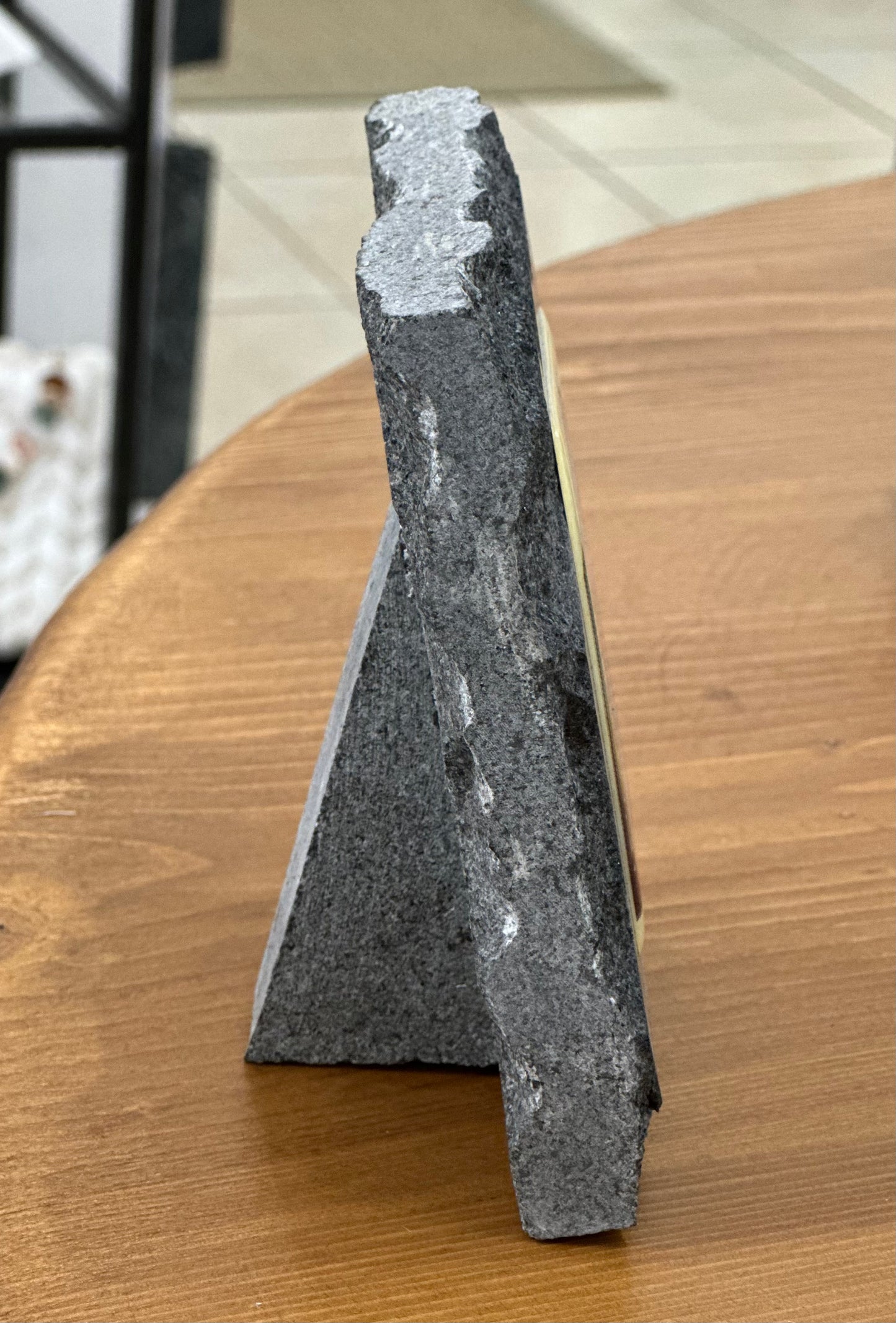 The Virgin Mary of Tinos in enamel on black granite