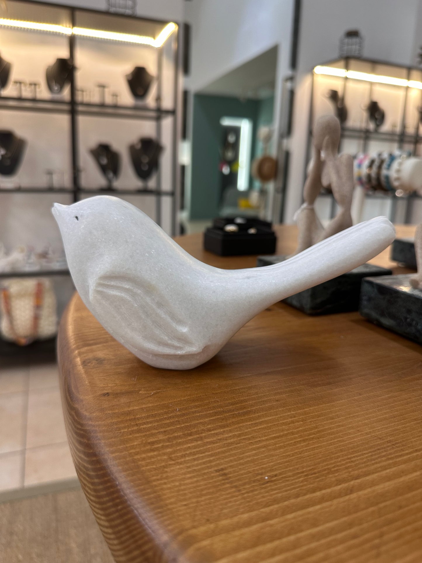 Bird statue made of white marble