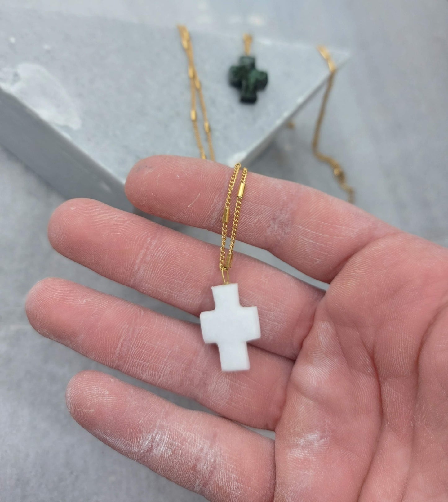 Cross made of white marble from Thassos