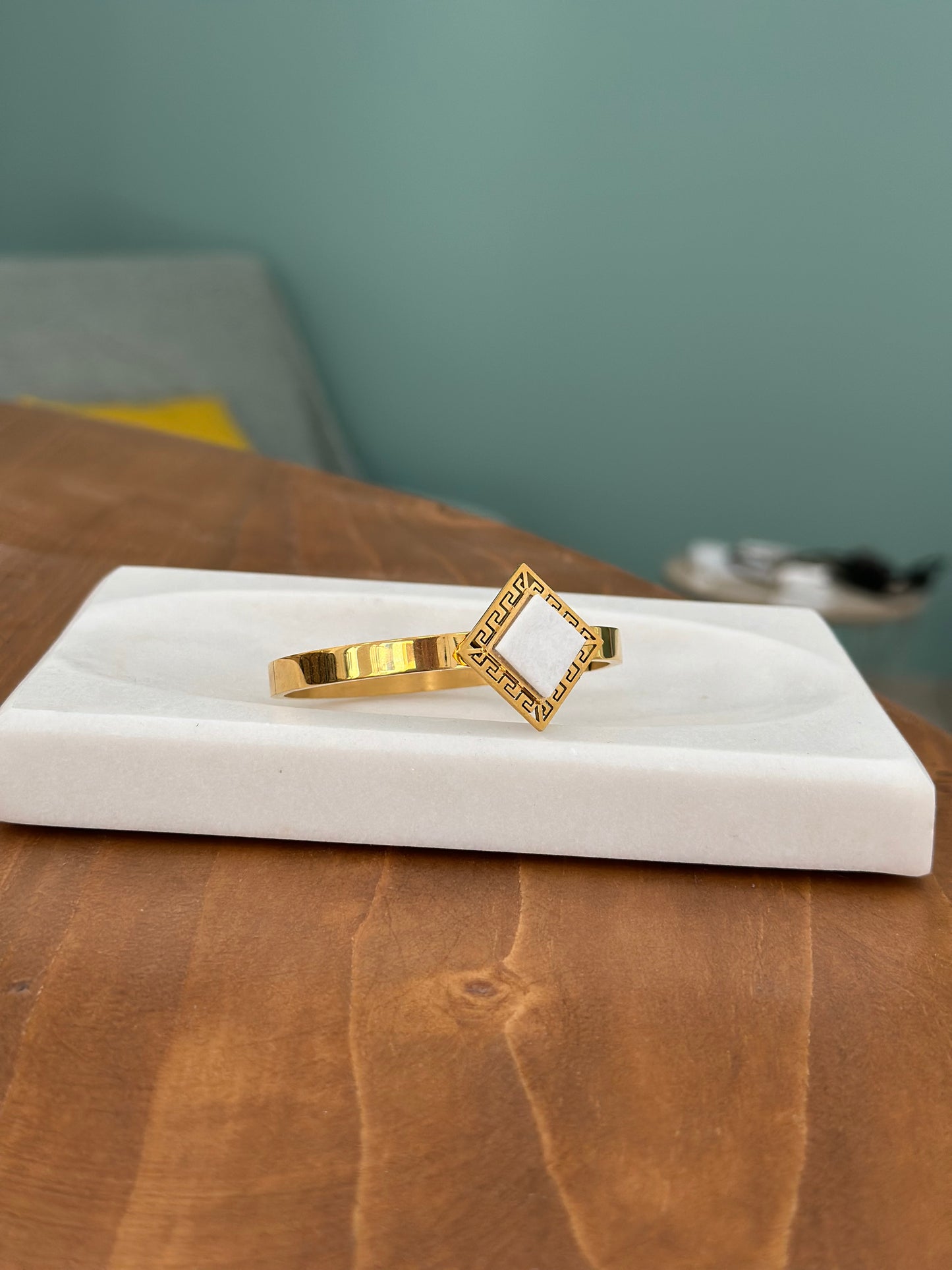 Meander bracelet with white marble from Thassos