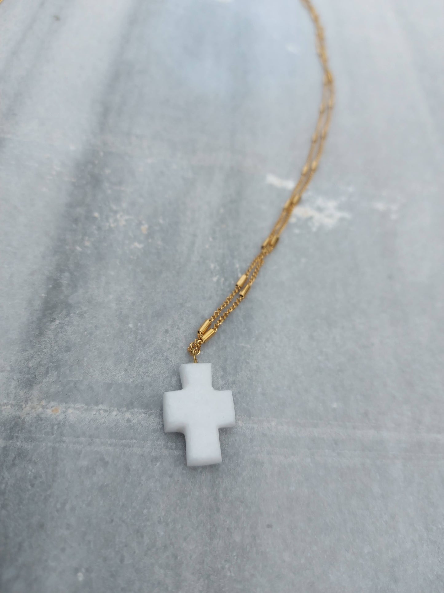 Cross made of white marble from Thassos