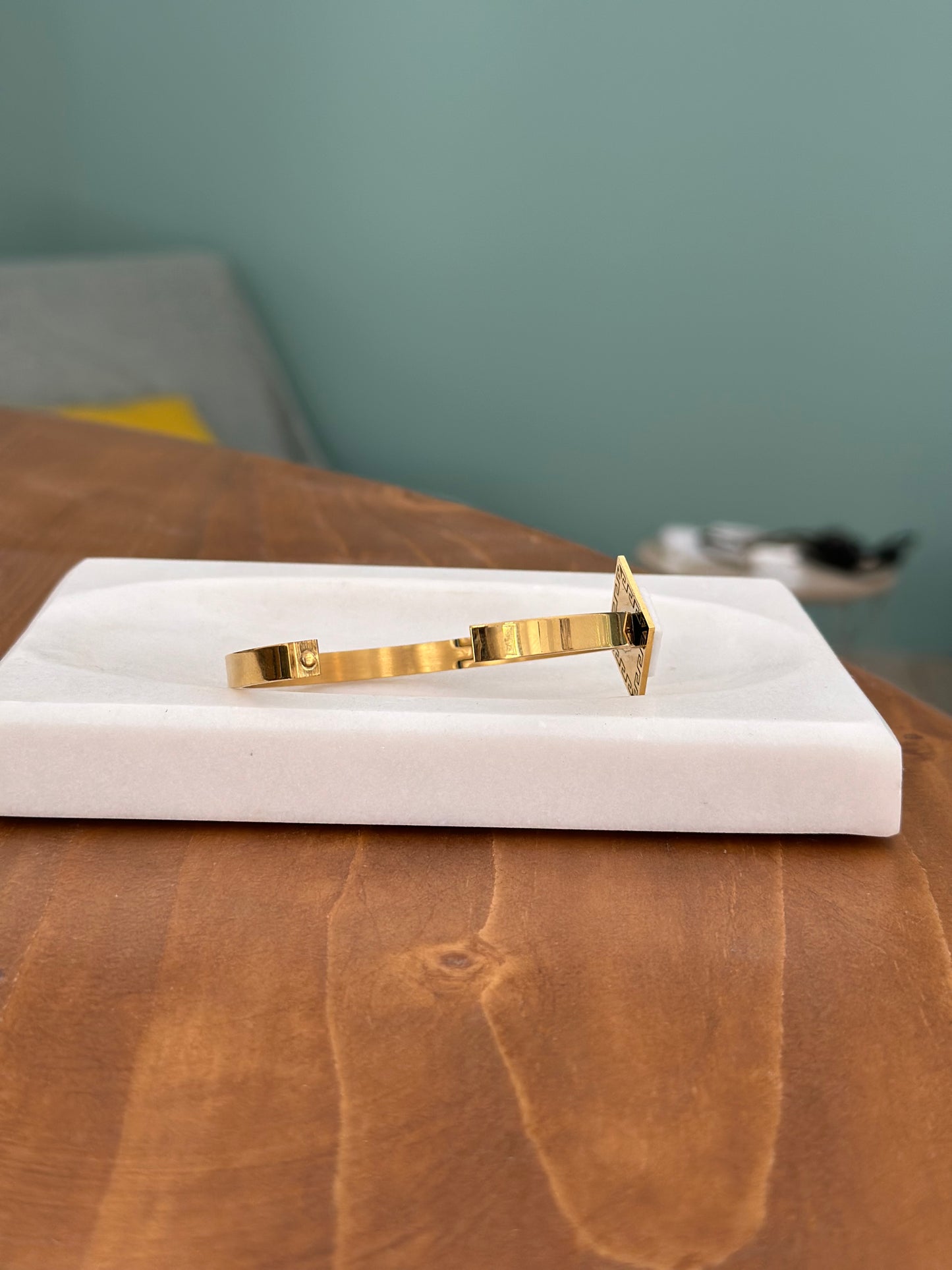 Meander bracelet with white marble from Thassos