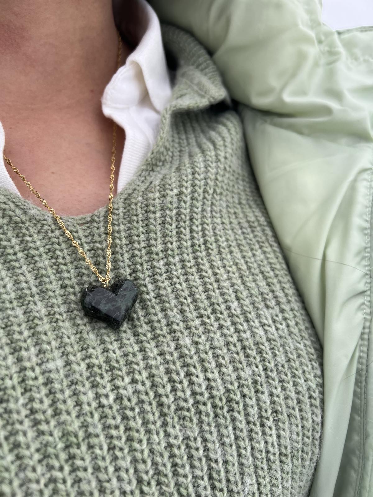 Heart made of green marble from Tinos